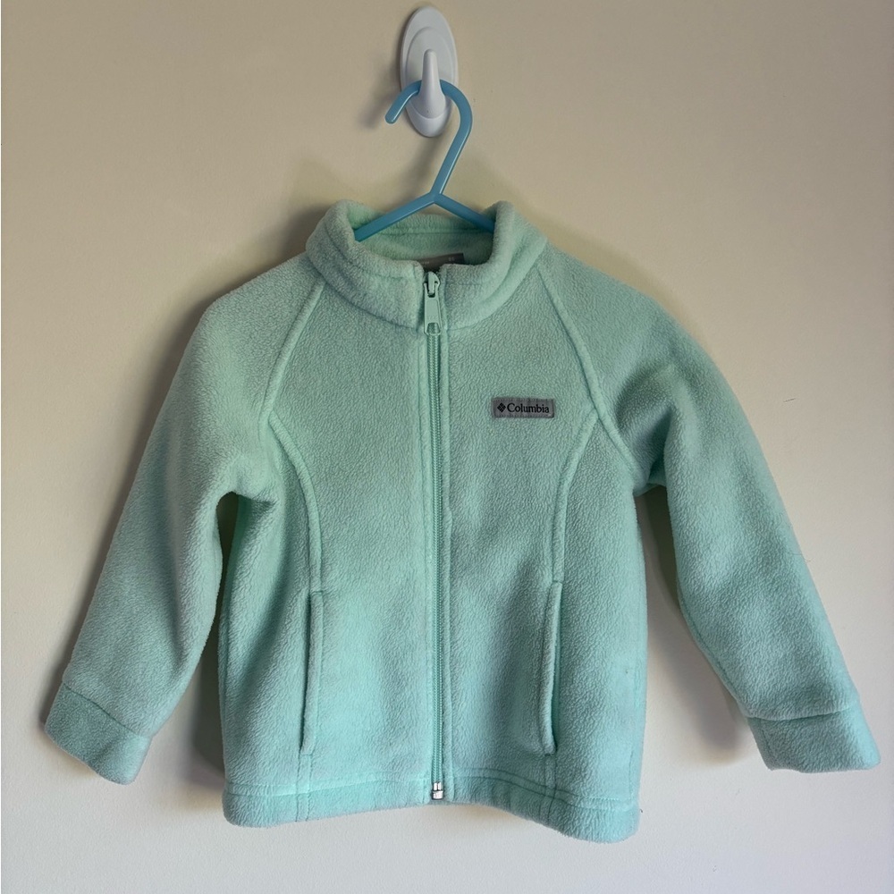 Columbia Girls' Benton Springs Fleece Jacket Light Green Sweater Size 2T
